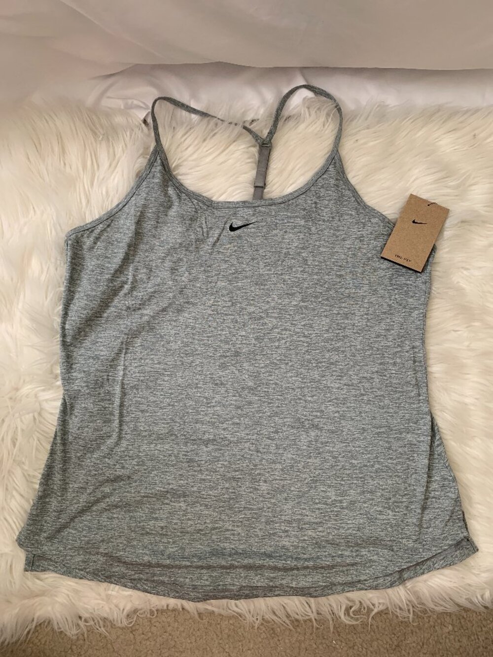 NIKE ONE Dri-Fit Training Elastika Tank Top in Heather Grey Sz LARGE